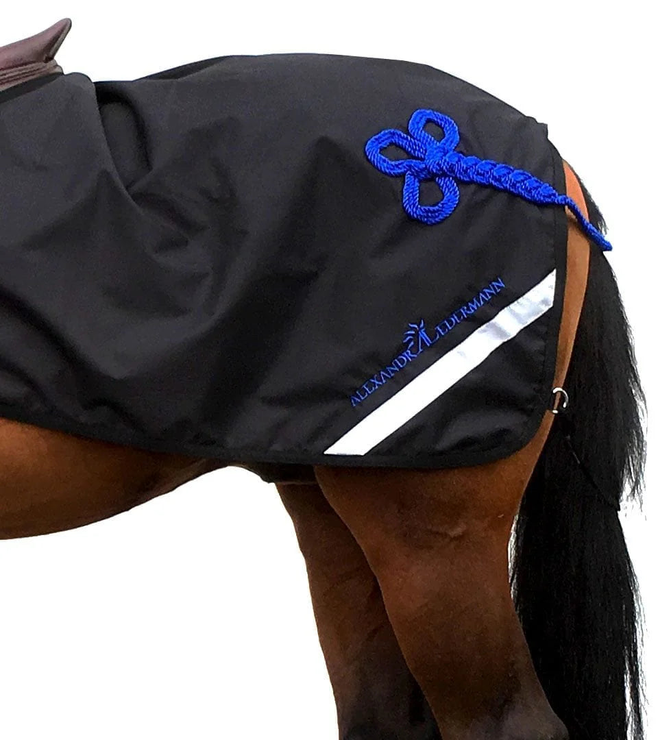 Alexandra Ledermann - Couvre-reins Noir & Bleu Roi, imperméable avec doublure polaire