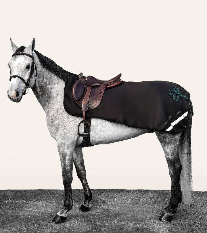 Alexandra Ledermann - Couvre-reins Noir & Vert Sapin, imperméable avec doublure polaire