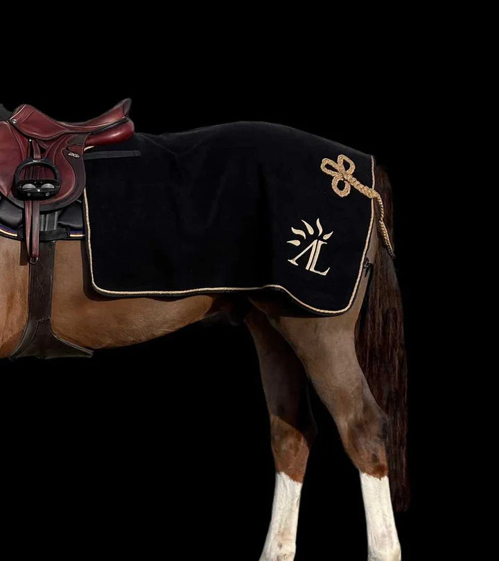 Alexandra Ledermann - Couvre-reins Laine Court Monoquartier Noir & Or