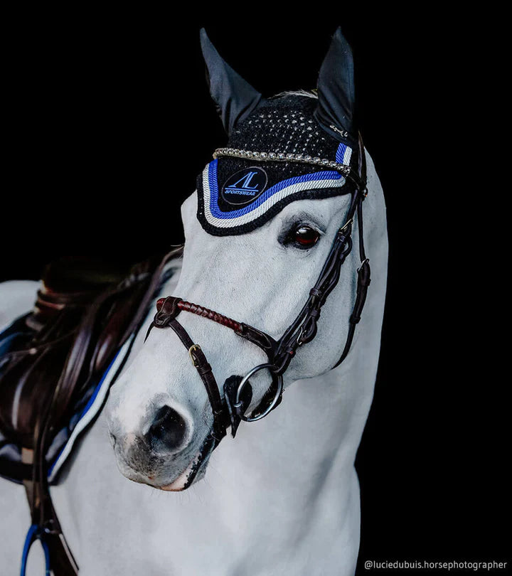 Bonnet Alexandra Ledermann - Noir, Bleu Roi et Blanc